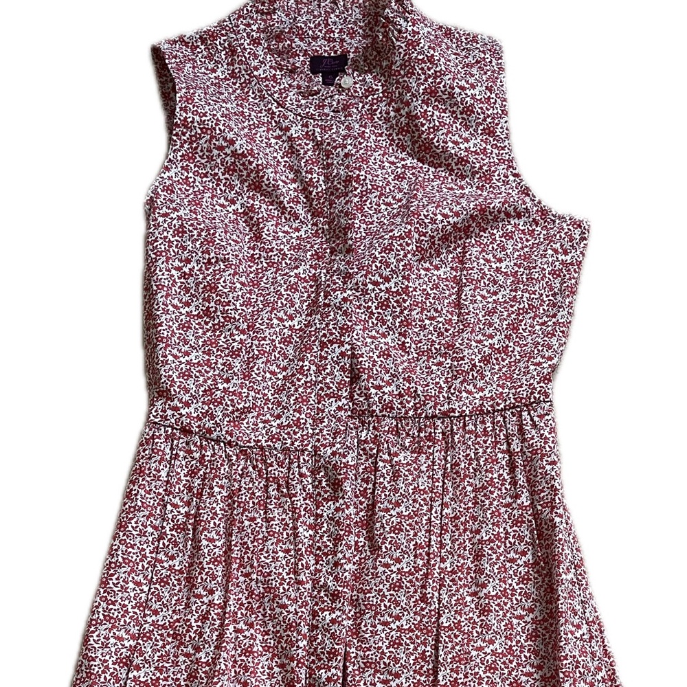J Crew Liberty Red and White Sleeveless Sundress
